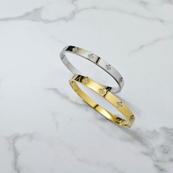 🌷 18K PVD Gold Plated Stainless Steel Bangle Popular Style Waterproof - Picture 3 of 5